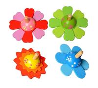 HONMEET 4 pièces Jouets Tournants Bois Colorés Éducatif pour Garçon Fille Mixte Développement de Intelligence et Coordination Main-œil Couleur Aléatoire Couleur Aléatoire