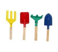 HONMEET 4 pièces Kit Outils de Jardinage pour Garçon Fille Pelle Fourche Râteau Métal avec Manche Bois Léger et Sûr pour Plantation Fleurs Légumes Jouets Jardin Garçon Couleur Aléatoire