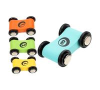 HONMEET 4 pièces Voiture Bois pour Garçon Fille Mini Voiture de Course Éducative Bois de Motricité Fine pour Ans et Plus Jeu de Piste Ludique