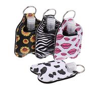 HONMEET 4pièces Porte-clé Avec Étui De Voyage Lot De Zèbre Vache Tournesol Pour Flacon De Parfum Et Gel Accessoire Pratique Et Élégant