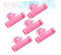 HONMEET 5 pièces Presse-dentifrice à Ventouse Rose Enrouleur Tube Multi-usage Anti-gaspillage pour Cosmétiques et Crèmes Accessoire Pratique pour Salle de Bain