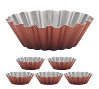 HONMEET 6 Pièces Moule à Tartelette Œuf en Acier au Carbone Marron | Conductivité Rapide, Surface Lisse, pour Mini Brownies, Fruits, Goûter et Service Hôtelier