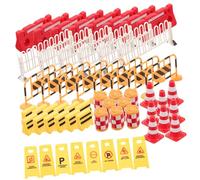 HONMEET 62 pièces Miniature Barrières de Circulation et Panneaux Routiers Educatifs pour Garçon Fille Jouets Apprentissage Scolaire Léger et Compact pour Jeu et Enseignement du Code Route