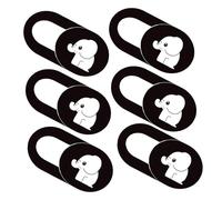 HONMEET 6pcs Cache de Confidentialité Webcam Motif Éléphant Blanc en Abs pour Ordinateurs et Tablettes, Protection Intime, Design Coulissant Pratique