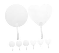 HONMEET 8 pièces Éventails à Main Transparente DIY pour Peinture et Décoration Ventilateurs Vierge Forme Ronde et Cœur Fournitures Artisanales pour Garçon Fille et Adultes