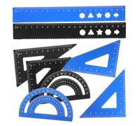 HONMEET 8 pièces Set de Règles Métalliques Géométriques Précises avec Équerres et Règle Droite Kit Multifonction pour Dessin Technique et Géométrie et Portable pour École Bureau et DIY