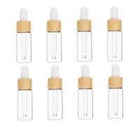 HONMEET 8pièces Lot De Fioles Rechargeables Verre Avec Pipette Flacons Compte-gouttes Aux Motifs Bois Pour Huiles Essentielles Voyage Aromathérapie Et Cosmétiques
