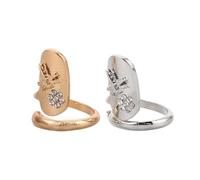 HONMEET Bague pour Ongles Femme 2pcs en Alliage Élégante et Facile à Porter, Décoration Nail Art avec Cristaux, pour Diverses Occasions et Sublimer les Doigts