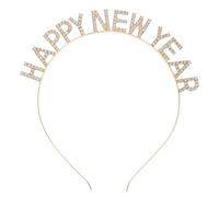 HONMEET Bandeau Cheveux Doré Happy Year avec Strass Accessoire Coiffure Femme pour Fête et Carnaval Décoration Festive Nouvelle Année