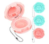 HONMEET Boîte à Lèvres en Plastique 4pcs de Rose avec Miroir, Trousse de Maquillage Créative pour DIY et Voyage, Mini Flacons de Maquillage Pratiques