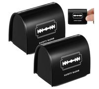 HONMEET Boîte de Rangement en Fer et Élimination Sécurisée pour Lames Rasoir, Distributeur Jetable 2pcs, pour Salon de Coiffure