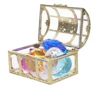 HONMEET Boîte Trésor Pirate Colorées pour Piscine Coffret Jouets Chercheurs Or Garçon Fille avec Gemmes Accessoires Photo et Décorations Festives Couleur Couleur