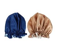 HONMEET Bonnets De Nuit En Satin Double Couche 2 Pcs Ajustables Confortables Adaptés Aux Cheveux Longs Chapeaux De Sommeil Bande Élastique