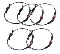 HONMEET Bracelet de Rugby Tressé Ajustable en Polyester Résistant Lot de 5 Pièces Accessoire Sport Polyvalent pour Fans et Jours de Match Présent pour Hommes et Garçons