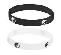 HONMEET Bracelet Yin Yang en Silicone 6.5 CM Lot de 2 pour Couples Style Tai Chi Accessoire Mode Unisexe Confortable et Lisse