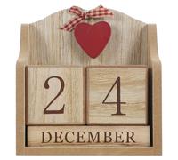 HONMEET Calendrier Perpétuel en Bois Rouge Imprimé, Bloc de Calendrier de Table Décoratif Compact, Affichage Manuel des Mois et Dates, Accessoire Bureau et Décoration Maison Élégante