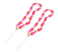 HONMEET Chaînes de Téléphone en Perles Cœur pour Femmes, Lanières Porte-clés Anti-perte, Décoration de Téléphone Rose, Lot de 2, Accessoires Légers et Pratiques, Utilisation Quotidienne