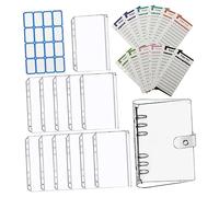 HONMEET Classeur Budget Transparent avec Pochettes Zippées Budget Colorées Stickers Étiquettes Organiseur Finance Portable pour Maison et Bureau