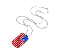 HONMEET Collier Drapeau Américain en Alliage Résistant Rouille Pendentif Plaque Militaire Chic pour Homme, Style Élégant et Fashion