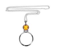 HONMEET Collier Loupe De Lecture 8x Vintage Jaune Pendentif En Métal Léger Grossissement Portable Pour Couture Loisirs Créatifs Lecture Livres Journaux
