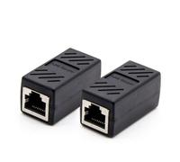 HONMEET Coupleur RJ45 en Ligne Femelle-Femelle Connecteur Réseau LAN en Plastique Noir 2 Pièces Adaptateur Câble Ethernet pour Maison et Bureau Rallonge Câble RJ45