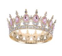 HONMEET Couronne Princesse Rose en - Diadème de Reine Doré Tour Complet 15 cm pour Femmes et Performances de Jeu de Rôle