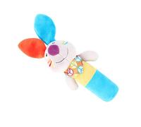 HONMEET Éducatif pour Bébé à Saisir en Peluche Bleu et Orange Motif Lapin, Hochet Interactif de Préhension pour Nourrissons, Stimulation Coordination Œil-main