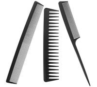 HONMEET Ensemble de Peignes Noirs en Plastique pour Coiffure, Peigne à Dents Larges et Fines, Coiffage pour Cheveux Fins, Raides et Épais