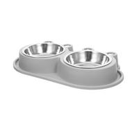 HONMEET Gamelle Double pour Chiots et Chats avec Base Plastique antidérapante et douve intégrée, adaptée pour Usage intérieur et extérieur