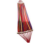 HONMEET Hamac Suspendu Extérieur Double avec Barre Bois Anti-basculement Toile Parachute Épaisse Chaise Balançoire pour Jardin Intérieur Camping Et Dortoir Étudiant Rouge