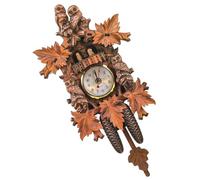 HONMEET Horloge Murale Coucou en Bois pour Maison Pendule, Design Simple et Robuste, pour Salon ou Chambre, Fonctionnant Pile AA