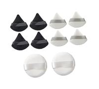 HONMEET Houppettes De Maquillage Visage 10 Pièces Petites Tailles Coton Blanc Et Noir Bouffées Triangulaires Applicateurs Femmes Usage Quotidien