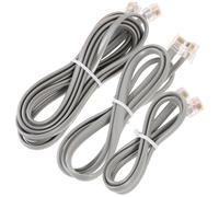 HONMEET Kit de 3 Rallonges Téléphoniques 6p6c Rj12 6 Fils, Câbles Plats Argentés 0,5 M 1 M 2 M, Cordons Téléphoniques Robustes pour Ligne Fixe à Domicile et Bureau