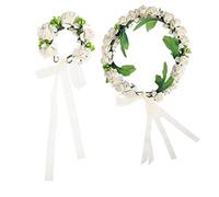 HONMEET Kit de -tête à fleurs pour femmes ensemble de couronne de cheveux à fleurs diadème à fleurs bracelet bijoux décoratifs pour fête de mariage