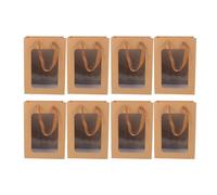 HONMEET Lot de 10 Paquet Présents en Papier Kraft Brun Clair 18x13x25 Cm avec Fenêtre Transparente, Pochette Multifonction pour Bonbons et Rangement, pour Fêtes et Emballage Présent