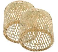 HONMEET Lot de 2 Abat-Jour en Bambou Tressé Rond Rustique Diamètre 42 CM Suspendre et Plafonnier Décoration Intérieure Diffuseur de Lumière Naturel Adapté Lampe Suspendue