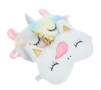 HONMEET Lot de 2 Masques de Sommeil Licorne en Peluche Douce Couvre-Yeux Occultant pour Dormir Blanc Corne Dorée et Multicolore Confortable et Adapté aux Femmes pour Voyage et Repos