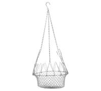 HONMEET Mangeoire à Poules Suspendue en Fer 23 cm avec Panier Pliable et chaîne, Support de mangeoire pour friandises, favorise la santé des Poulets en élevage