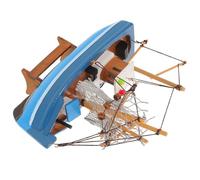 HONMEET Maquette de Bateau à Voile Nautique en Bois Bleu, Décoration | Centre de Table Nautique en Bois, Ornement Artisanal, Voilier Decation