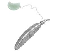 HONMEET Marque-page Métal Plume avec Pendentif Cristal Vert pour Lecture Élégante Style Rétro Unique et Léger Cadeau Décoratif pour Étudiants et Amateurs de Lecture