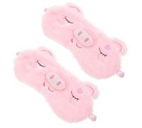 HONMEET Masque de Sommeil Mignon en Peluche Cochon Lot de 2, Bandeau Élastique, Doux et Occultant, pour Voyage, Sieste et Détente Garçon et Filles, Protection Lumière Nuit, Accessoires