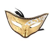 HONMEET Masque Demi Visage Doré Style Vénitien Rétro pour Carnaval et Costumées Accessoire Élégant pour Hommes et Femmes