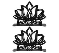HONMEET Organisateur de serviettes en papier Lotus en fer 2 Pcs, support noir avec base stable, pour comptoir de cuisine et salle à manger, style classique