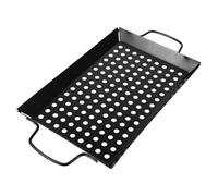 HONMEET Panier à Griller Rectangulaire en Acier au Carbone Noir | Plaque Perforée Compacte, Poignées Mobiles, Barbecue de Jardin, pour Aubergine et Steak