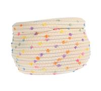 HONMEET Panier de Rangement Corde de Coton avec Couvercle Panier Tissé Peu Profond pour Bureau Boîte Multifonction pour Cosmétiques Snacks et Accessoires Beige Robuste
