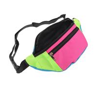 HONMEET Paquet Banane Rétro Années 80 Fluo Léger Compartiments Spacieux et Sangle Réglable, Solution sans Mains pour Accessoires Halloween et Festivals Rave