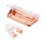 HONMEET Perforatrice 2 Trous Et Arrache-agrafes Robuste Rose Doré Transparent, Set Multifonctionnel De Bureau, Perforatrice Portable 2 Pouces Pour Documents Professionnels