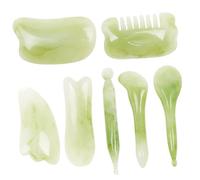 HONMEET Planche de Massage Gua Sha Visage 7pcs en Résine Artificielle Verte, Augmente la Circulation Sanguine et Stimule la Production de Collagène pour Soin Beauté du Plusieurs styles