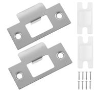 HONMEET Plaques de Gâche en Acier Inoxydable 1,5 Pouce Plaque de Recouvrement du Verrou Kit Renforcement Porte d'Entrée 2 Ensembles Argent