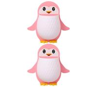 HONMEET Porte-stylos Muraux en Plastique Rose Lot de 2 Forme Pingouin Organisateur de Rangement Sécurisé et Monté Mur, Cuisine et Salle de Bain